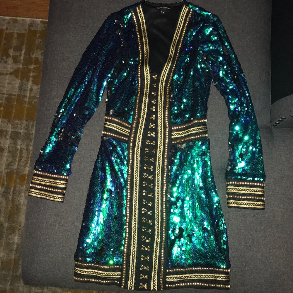 Green embellished sequin dress